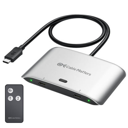 Picture of Cable Matters 20Gbps USB4 USB C Switch for 2 Computers, Support 8K@30Hz, 5K@60Hz, and 4K@144Hz, 140W PD, for Sharing a USB-C or Thunderbolt 3/4 Monitor or a USB-C or Thunderbolt 3/4 Docking Station