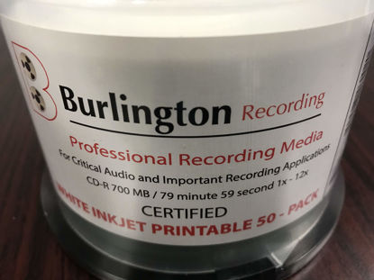 Picture of Burlington Recording 80 Min Pro CD-R Certified Inkjet Printable 1x-12x 50 PK