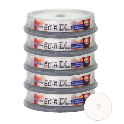 Picture of Smartbuy 50gb 6X Blu-ray Bd-r Dl Dual Layer Blank White Inkjet Printable Recordable Media Disc Spindle (50-Disc)