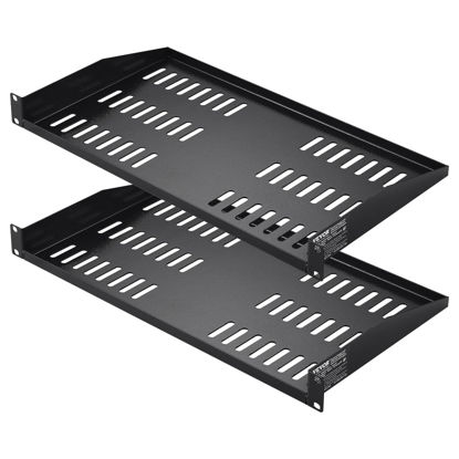 Picture of VEVOR 2PCS 1U Server Rack Shelf, Universal Vented Rack Mount Cantilever Tray for 19 inch Network Equipment Rack & Cabinet, 10" Deep Rack Mount Shelf, Weight Capacity 50 lbs Wall Mount Rack Shelf