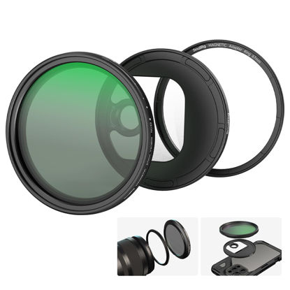 Picture of SmallRig 67mm Magnetic Variable ND Filter Kit, ND2-ND32 (1-5 Stops) VND Filter with T Mount Filter Ring with Threaded Filter Ring for Phone/Camera, No X Cross HD Optical Glass VND Filter Kit - 4725