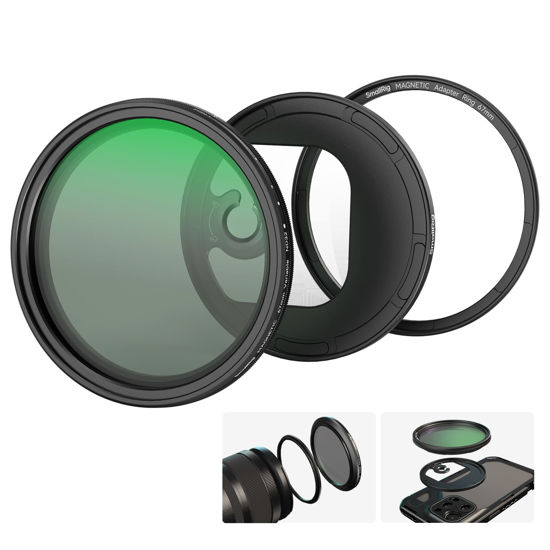 Picture of SmallRig 67mm Magnetic Variable ND Filter Kit, ND2-ND32 (1-5 Stops) VND Filter with M Mount Filter Ring with Threaded Filter Ring for Phone/Camera, No X Cross HD Optical Glass VND Filter Kit - 4724