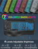 Picture of EAYBLLY Ergonomic Backlit Computer Keyboards, USB Wired Lighted Keyboard with 7 Colors, Wrist Rest, Phone Holder, Wave Keys Design, Plug and Play for Windows, Laptop, PC, Desktop, Gaming