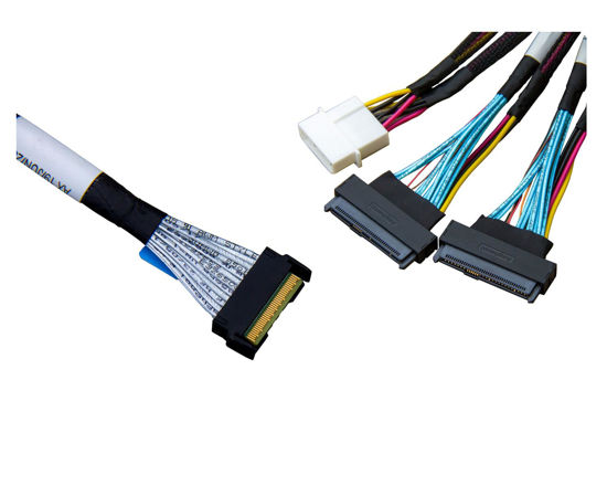 Picture of DiliVing 𝐃𝐢𝐋𝐢𝐧𝐤𝐞𝐫 PCIe 5.0 𝐌𝐂𝐈𝐎 x8 to 2*𝐔.𝟐 𝐍𝐕𝐌𝐞 Adapter,𝐒𝐅𝐅-𝐓𝐀-𝟏𝟎𝟏𝟔 74Pin to 2*𝐒𝐅𝐅-𝟖𝟔𝟑𝟗 68Pin Cable with Power, Mini Cooledge IO Cable 80CM