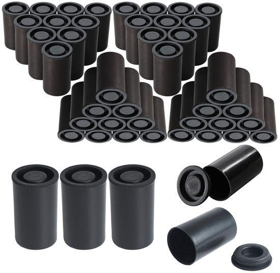 Picture of Criativo live 72 Pcs Film Canisters ,35MM Empty Camera Reel Containers, for Rockets, 8 OZ, 2" H, 1" W, Plastic, Films Developing Processing Tube, Roll Case, Small Accessories, Storage (Black)