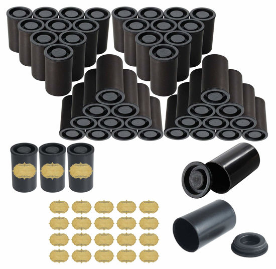 Picture of Criativo live 72 Pcs Film Canisters ,35MM Empty Camera Reel Containers, for Rockets, 8 OZ, 2" H, 1" W, Plastic, Films Developing Processing Tube, Roll Case, Small Accessories, Storage (Black60)