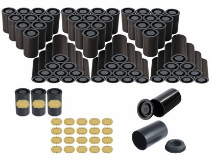 Picture of Criativo live 60 Pcs Film Canisters ,35MM Empty Camera Reel Containers, for Rockets, 8 OZ, 2" H, 1" W, Plastic, Films Developing Processing Tube, Roll Case, Small Accessories, Storage (Black60)