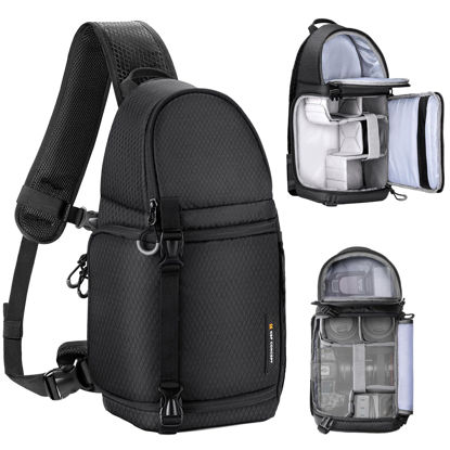 Picture of K&F Concept Camera Sling Bag Crossbody Bag Waterproof Camera Shoulder Backpack DSLR/SLR/Mirrorless Camera Case Photography Bags Compatible with Canon/Nikon/Sony/Fuji/Gopro/DJI