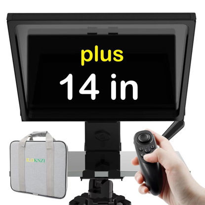 Picture of GEIMRSY 14 Aluminium Inch Teleprompter, Adjustable Glass Frame with High Definition Glass, Maintains Excellent Clarity While Improving Compatibility, with Teleprompter App and Remote Control