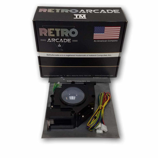 Picture of RetroArcade.us 3in Arcade Trackball with Interface Harness for JAMMA 60-in-1 Multigame PCB - (translucent white ball)