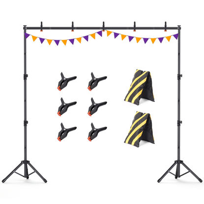 Picture of Backdrop Stand 10x7.5ft, Height Adjustable and Width Adjustable Backdrop Stand, Backdrop Stand for Balloon Arch, Photo, Parties