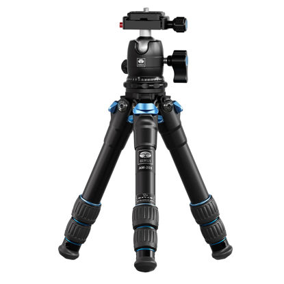 Picture of SIRUI AM203 Mini Travel Tripod with 360° B00K Ball Head, Aluminum Tabletop Tripod for Camera, Max Load 33lbs/15KG, Folded Height 11.4”, Max Height 16.7”