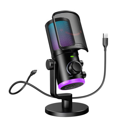 Picture of FIFINE Gaming PC Microphone, USB Streaming Microphone with Game Chat Balance, Computer Condenser Desktop RGB Mic with Mute Button, Noise Cancellation for Podcast/Twitch/Discord-AMPLIGAME AM6