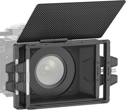 Picture of NEEWER Mini Matte Box with Two 4"x5.65" Filter Trays, 4 Circular Lens Adapters, Carbon Fiber Top Flag, Compatible with SmallRig Accessory Compatible with K&F NISI TIFFEN NEEWER Cinema Filter, PG002