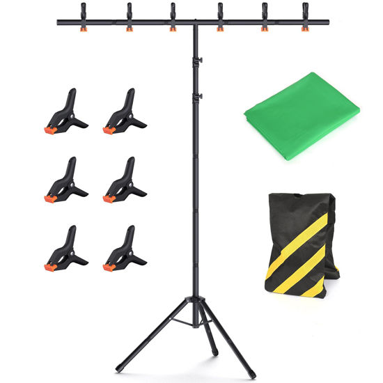 Picture of Forlogic Green Screen Backdrop Kit with Stand, 8x5.3ft Portable GreenScreen Background Stand, T-Backdrop Stand Kit for Streaming Video and Photography Shoots (8x5.3FT)