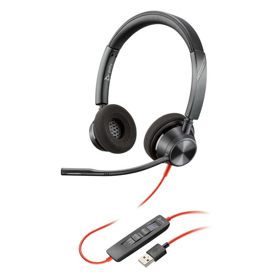 Picture of Plantronics - Blackwire 3320 - Wired, Dual-Ear (Stereo) Headset with Boom Mic - USB-A to Connect to Your PC, Mac or Cell Phone - Works with Teams (Certified), Zoom & More