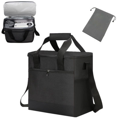 Picture of 2-Be-Best Projector Bag, Projector Case with Cable Storage Bag Large Capacity with Adjustable Strap & Handles Front Pocket & Double Side Pocket Projector Carrying Bag Black