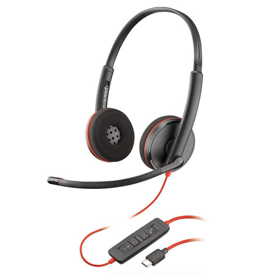 Picture of Poly Blackwire 3220 Wired Headset (Plantronics) - Noise-Canceling Mic - Stereo Design - Connect to PC/Mac via USB-C or USB-A - Works w/Teams, Zoom - Amazon Exclusive