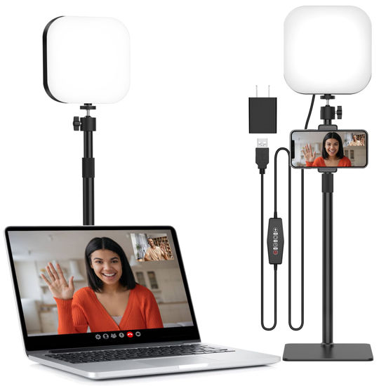 Picture of Video Conference Lighting, 180 LED Video Light with 3 Color & 5 Brightness & Timmer for Video Recording, Webcam Light Phone Holder for Laptop Computer Online Meeting, Video Calls, Live Streaming