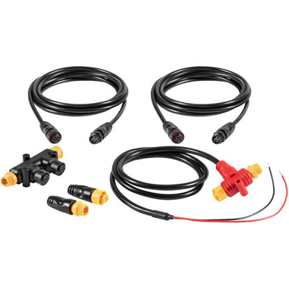 Picture of NMEA 2000 Dual Device Starter Kit to Process NEMA 2K Network for Lowrance Simrad Garmin, Provide Better Network Reliability, Include Backbone Cables Drop Cables Tees Terminators