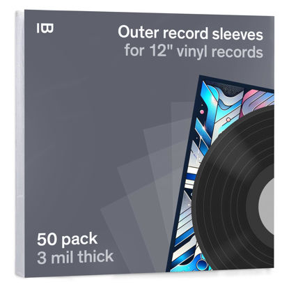 Picture of Boundless Audio Vinyl Record Sleeves - 50 x Premium Outer Vinyl Sleeves For Records - 12.75" x 12.75" Heavy Duty 3 Mil Thick Crystal Clear Polypropylene