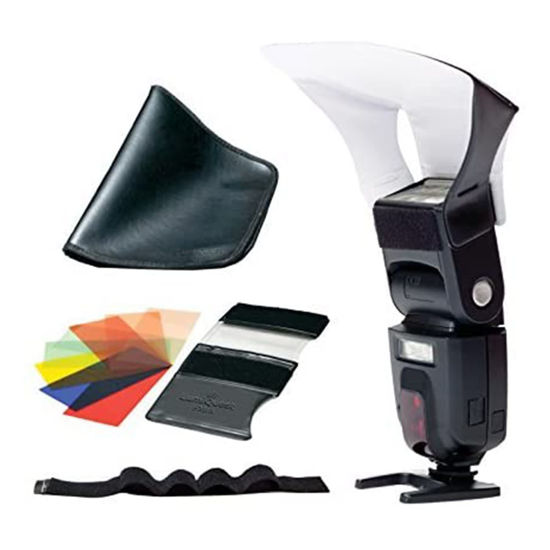 Picture of LumiQuest Photography Starter Kit, Pocket Bouncer Light Diffuser with UltraStrap & FXtra Colored Gel Kit