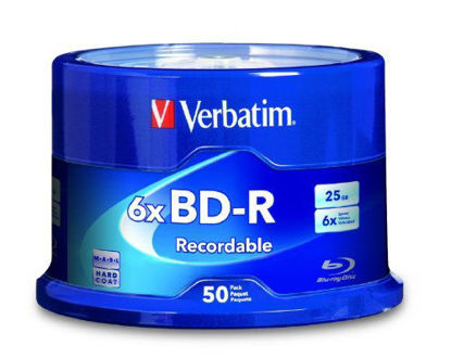 Picture of Verbatim BD-R 25 GB 6X with Branded Surface, 50-Disc Spindle 98397 by Verbatim