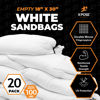 Picture of Woven Polypropylene Sand Bags for Flooding, Gravel -18" x 30" Sacks 100 lb Weight Limit, Military Grade Reusable Refillable Sand Bag for Hurricane Flood Protection, Empty Sandbags, White, Bundle of 20