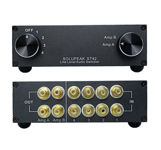 Picture of SOLUPEAK ST42 4-Way RCA Audio Switch Source Signal Input switcher selector Splitter Box (4 in 2 Out)