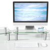 Picture of Rfiver Dual Glass Monitor Stand Riser, 2 Pack Computer Monitor Riser, Clear Monitor Stand for Desk, Create More Storage Space Under for Screens/Laptops/Printers