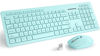 Picture of seenda Wireless Keyboard and Mouse Combo, 2.4GHz Wireless Quiet Keyboard Mouse with USB Receiver, Full Size Cute Teal Wireless Keyboard Mouse Set for Windows Laptop Computer Desktop, Blue