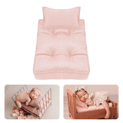 Picture of M&G House Newborn Photography Props Mattress Pillow Photo Prop Accessory Floor Pillow Seating Pillow Baby Photoshoot Props Bed Pillow Mat Baby Photo Props Pillow(Pink)