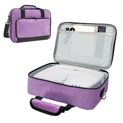 Picture of Boczif Projector Carrying Case, Projector Bag Compatible with Most Major Projector, Portable Storage Travel Case with Laptop Compartment & Adjustable Strap for Projector and Accessories(Purple)