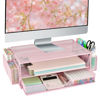 Picture of AUPSEN Computer Monitor Stands with Drawers and 2 Pen Holder, Desk Accessories & Workspace Desk Organizers, Monitor Stand for Computer, Laptop, Printer, Office Supplies(Pink)