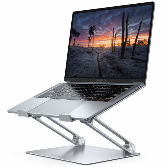 Picture of Lamicall Adjustable Laptop Stand, Portable Laptop Riser, Aluminum Laptop Stand for Desk Foldable, Ergonomic Computer Notebook Stand Holder for MacBook Air Pro, Dell XPS, HP (10-17.3'') - Silver