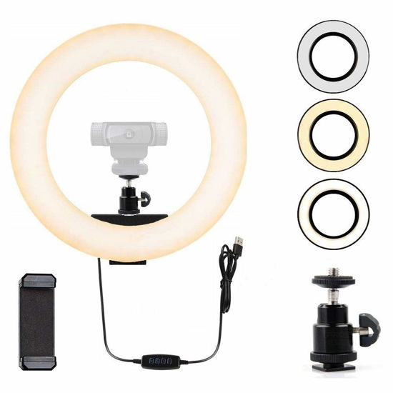 Picture of Webcam Light, Ring Light for Logitech Webcam C920,C922x,C930e,Brio 4K,C925e,C922,C930,C615 1/4'' Screw Hole- 10'' Light (Without Tripod and Stand)