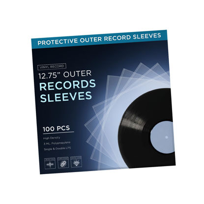 Picture of TNP 100 Vinyl Outer Sleeves Cover - Thick 3 Mil Vinyl Protective Sleeves 12.75" x 12.75" - Crystal Clear Plastic Vinyl Record Sleeves for Single & Double LP Album Storage Collection