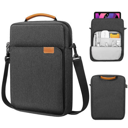 Picture of MoKo 12.9 Inch Tablet Sleeve Bag,Fits with 13 Inch New iPad Pro M4 & Air M2 2024,iPad Pro 12.9 M2&M1,Surface Laptop Go 12.4,Galaxy Tab S8+/S9+ 12.4,Handle Carrying Case with Shoulder Strap,Black &Gray