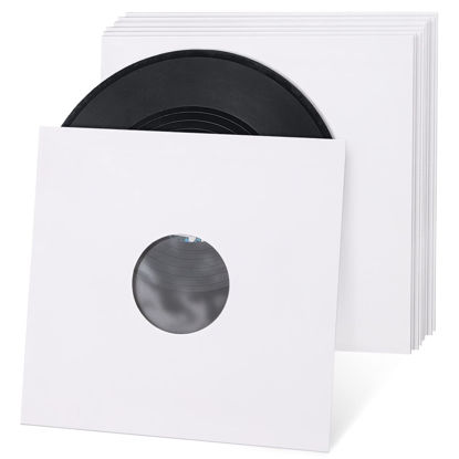 Picture of Facmogu 20PCS 12in White Paper & Poly Lined Record Inner Sleeves, 110gsm LP Record Parper Covers Phonograph Record Storage Sleeves, 33 RPM Record Sleeve, Record Sleeve Protectors for LP Vinyl Records