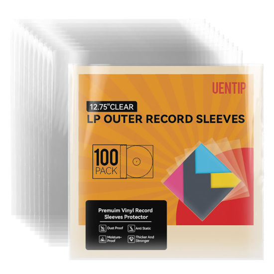 Picture of 100-Pack Gatefold Vinyl Outer Sleeves-12.75" Record Sleeves Outer-Clear Professional Vinyl Record Storage Protector for Single & Double LP Album Covers (Outer Sleeves)