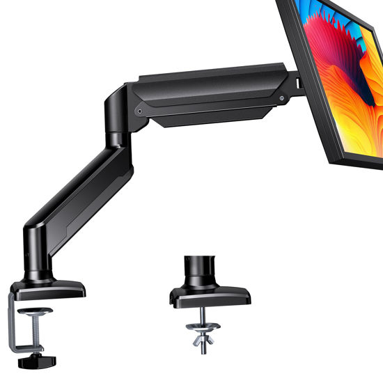 Picture of ErGear Single Monitor Arm for 13-32 inch Screens, Adjustable Gas Spring Monitor Mount Holds up to 22 lbs, Computer Monitor Stand with VESA Mount, C-Clamp & Grommet Base, Max VESA 100x100mm, EGSS15B