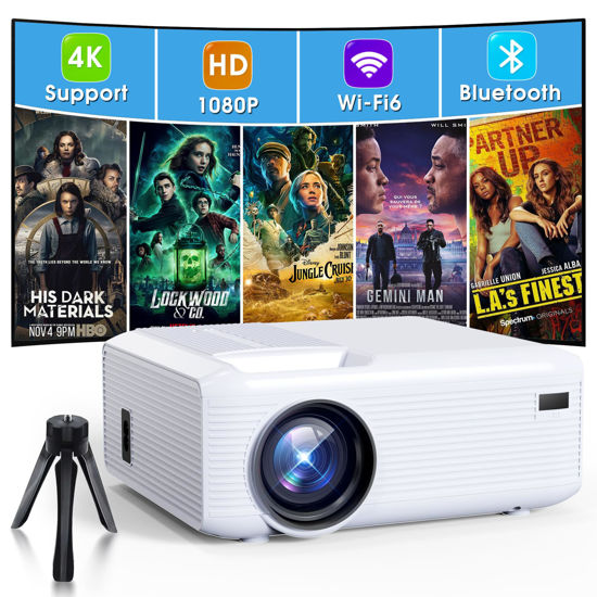 Picture of KEJOG Projector Native 1080P Mini Projector with WiFi and Bluetooth Support 4K Portable Projector Outdoor Home Theater Video Proyector Compatible with iOS/Android/Windows/TV Stick/HDMI/USB Projector