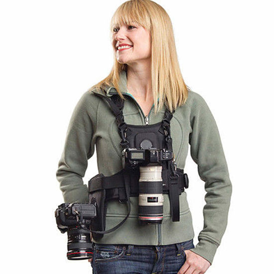 Picture of Sevenoak Dual Camera Harness, SK-MSP01 Multi Carrying Chest Vest System with Side Holster for Canon 6D 600D 5D2 5D3 Nikon D90 Sony A7S A7R A7S2 Panasonic Olympus DSLR Cameras Climbing Wedding Travel