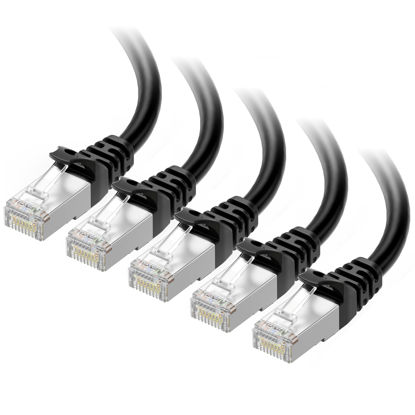 Picture of Cable Matters 10Gbps 5-Pack Snagless Shielded Cat6A Ethernet Cable 14 ft (SSTP, SFTP Shielded Ethernet Cable, Shielded Cat6 Cable, Cat 6 Shielded Network Cable) in Black