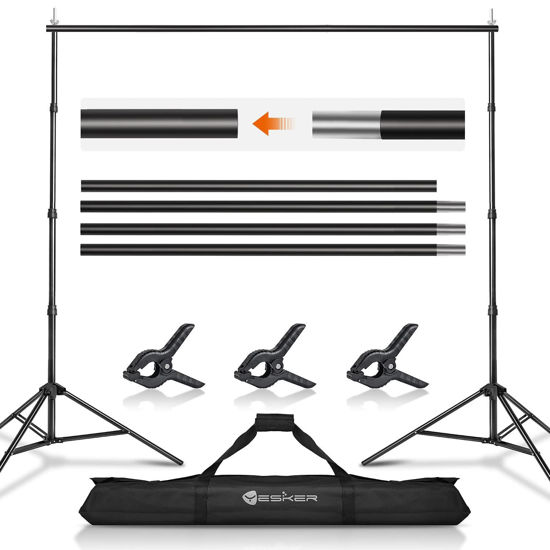 Picture of Yesker 8.5X10ft Background Stand Backdrop Support System Kit Photo Video Studio Adjustable Backdrop Stand for Photoshoot Photography Parties Wedding with Carrying Bag