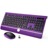 Picture of Wireless Keyboard and Mouse, KOPJIPPOM Purple Keyboard and Mouse with Wrist Rest, 2.4G Silent Cordless Full-Size Keyboard Mouse Combo for Windows Computers Desktop, Laptop, PC