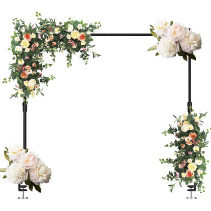 Picture of EMART 70''Tall Adjustable Over The Table Rod Stand, 50-94" Length, Balloon Flower Arch Stand for Birthday, Wedding, Party, Anniversary Decorating