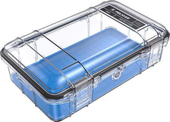 Picture of Pelican M60 Micro Case - Waterproof Case (Dry Box, Field Box) for iPhone, GoPro, Camera, Camping, Fishing, Hiking, Kayak, Beach and more (Blue/Clear)