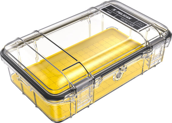 Picture of Pelican M60 Micro Case - Waterproof Case (Dry Box, Field Box) for iPhone, GoPro, Camera, Camping, Fishing, Hiking, Kayak, Beach and more (Yellow/Clear)