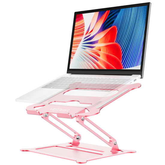 Picture of Urmust Laptop Notebook Stand Holder Adjustable Ultrabook Stand Riser Portable Compatible with MacBook Air Pro HP Dell XPS Lenovo All laptops 10-15.6"(Rose Gold)